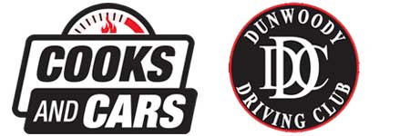 Cooks and Cars Logo next to the Dunwoody Driving Club Logo